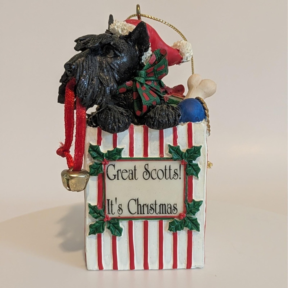 Vintage Y2K Roman Scottie Dog Great Scotts It's Christmas Ornament Toys Bell Bag